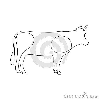 Cow one continuous line drawing. Vector. Vector Illustration